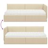 vidaXL Cadru de pat colțar cu saltea cu headboard 2 pcs Crem Catifea