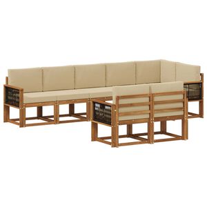 vidaXL Set de canapele de exterior 8 pcs Natural și Bej Poliester