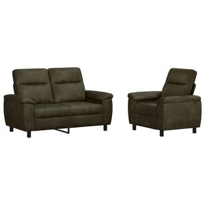 vidaXL Set de canapea 2 pcs Verde Army Piele Suedată Sintetică