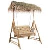 vidaXL Balansoar 2 locuri, frunze de palmier și pernă, 202 cm, bambus
