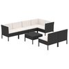 vidaXL Set mobilier de grădină cu perne, 8 piese, negru, poliratan