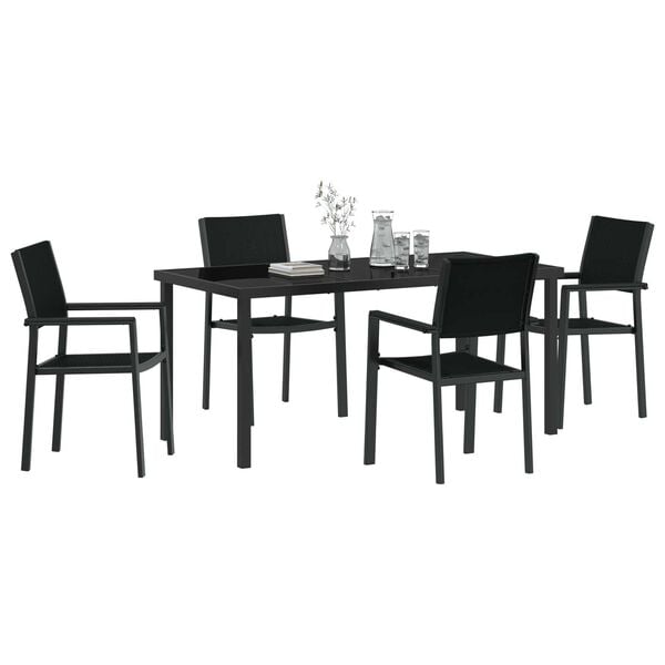 vidaXL Set de masă pentru grădină 5 pcs Negru