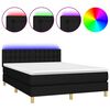vidaXL Pat cu arcuri, saltea și LED, negru, 140x190 cm, textil