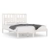 vidaXL Cadru de pat dublu, alb, 135x190 cm, lemn masiv de pin