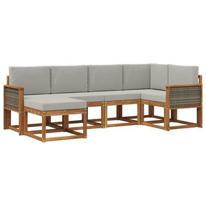 vidaXL Set de canapele de exterior 6 pcs Natural și gri deschis