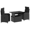 vidaXL Set dining pentru exterior 3 buc. Negru poliratan