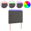 vidaXL Tăblie de pat cu LED, gri &icirc;nchis, 80x5x118/128 cm, catifea