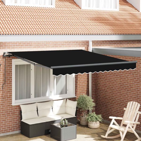vidaXL Cortina Retractabilă Negru 300 x 250 cm Poliester și oțel