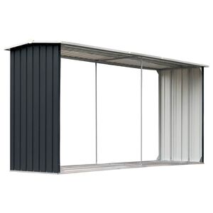 vidaXL Șopron depozitare lemne antracit, 330x92x153 cm oțel galvanizat