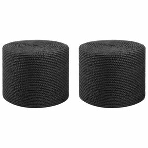 vidaXL Fr&acirc;nghie din iută 2 buc. 2 mm Negru 100% jute Tossa
