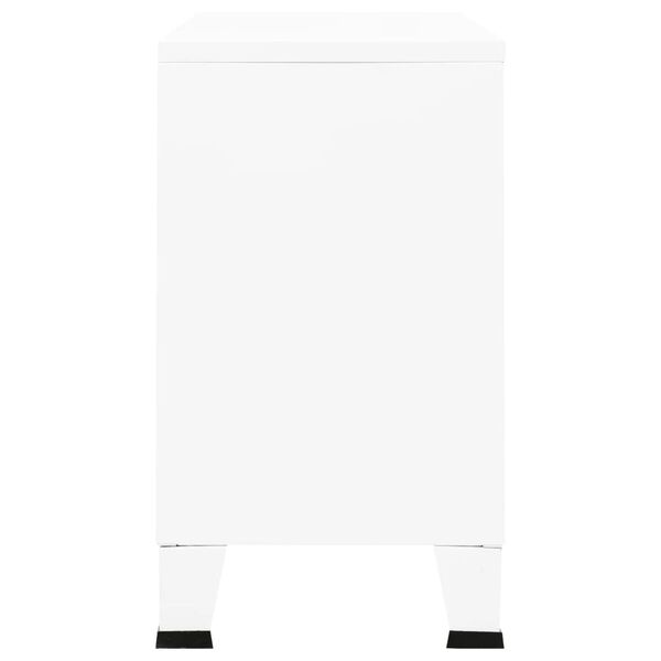 vidaXL Servantă industrială, alb, 105x35x62 cm, metal și sticlă