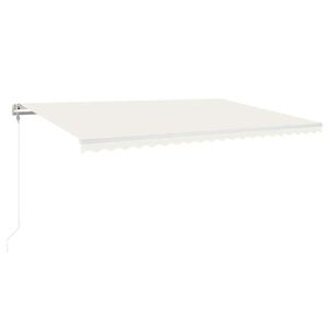 vidaXL Copertină automată cu senzor v&acirc;nt & LED, crem, 500x300 cm