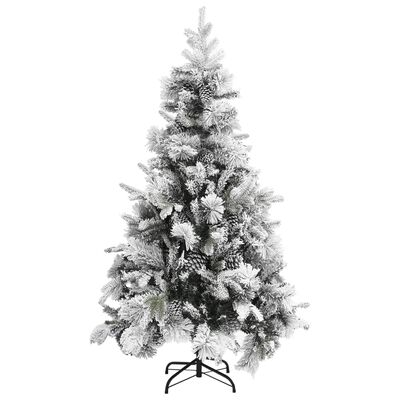 vidaXL Brad de Crăciun cu zăpadă & conuri, 195 cm, PVC&PE