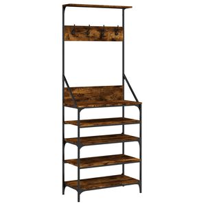 vidaXL Suport de haine cu raft de pantofi stejar fumuriu, 70x34x184 cm