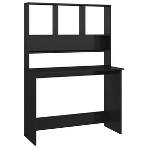vidaXL Birou cu rafturi, negru extralucios, 110x45x157 cm, PAL