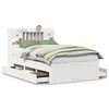 vidaXL Pat cu bibliotecă fără saltea, alb, 135x190 cm, lemn masiv pin