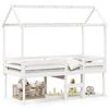 vidaXL Pat înalt cu acoperiș, alb, 90x200 cm, lemn masiv de pin