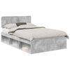 vidaXL Cadru de pat cu headboard Beton 120 x 190 cm Lemn de pin masiv