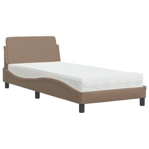 vidaXL Pat cu saltea, Dover, cappuccino, 80x200 cm piele ecologică