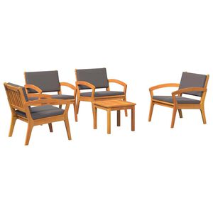 vidaXL Set bistro cu pernă 5 pcs Maro Poliester