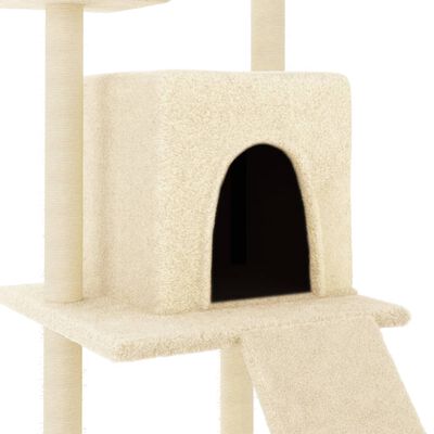 vidaXL Ansamblu de pisici cu stâlpi din funie de sisal, crem, 110 cm