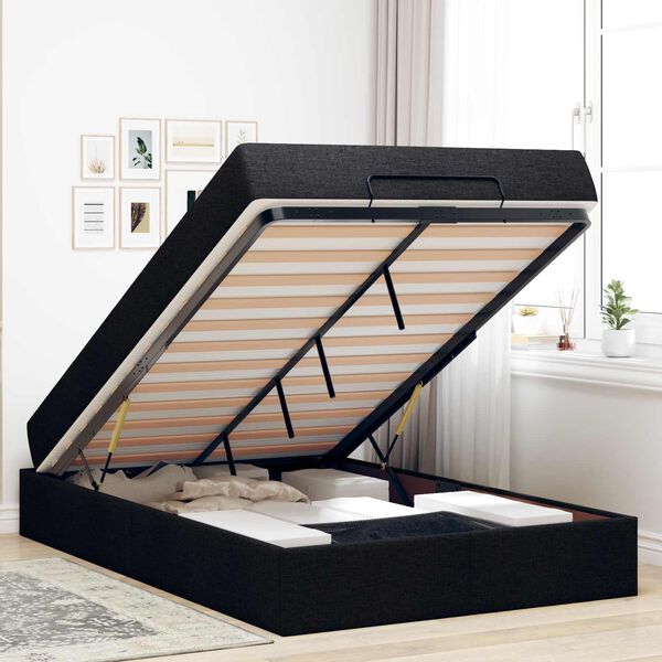 vidaXL Cadru de pat cu saltea cu saltea 2 pcs Negru țesătură