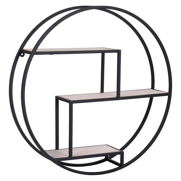 House Nordic Raft de perete &bdquo;Isa&rdquo;, negru și natural, rotund