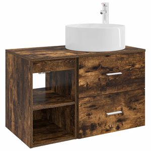 vidaXL Set de mobilier pentru baie 2 buc. Stejar fumuriu