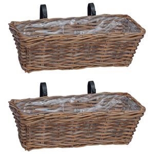 vidaXL Coș suspendat pentru plante 2 pcs Maro 48 x 22 x 15 cm