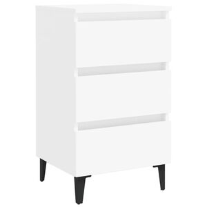 vidaXL Noptieră cu picioare metalice, alb, 40x35x69cm