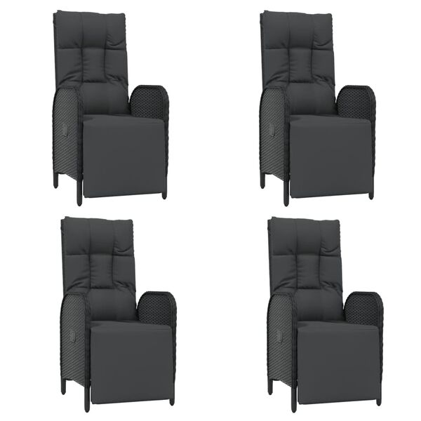 vidaXL Set mobilier de grădină cu perne, 5 piese, negru, poliratan