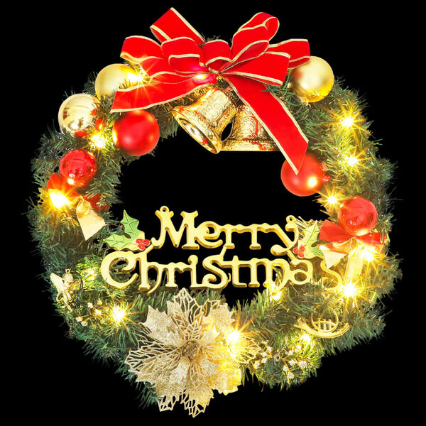 vidaXL Coroniță de Crăciun cu 15 LED-uri, verde, 30 cm