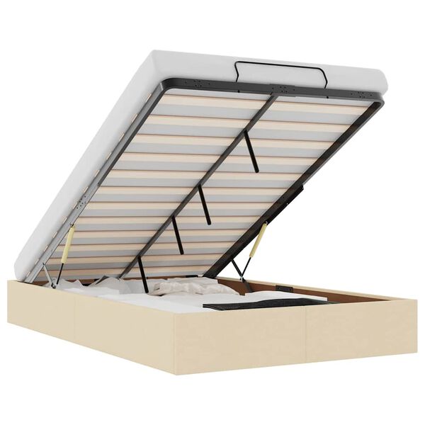 vidaXL Cadru de pat otoman fără saltea cremă 120x190 cm țesătură
