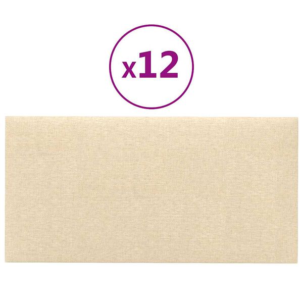 vidaXL Panouri de perete 12 buc. crem 30x15 cm textil 0,54 m²