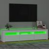 vidaXL Comodă TV cu lumini LED, alb, 180x35x40 cm
