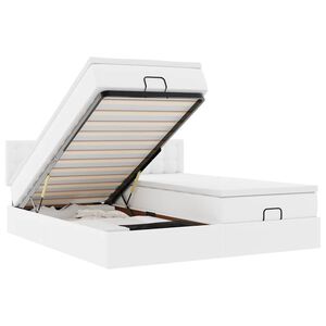 vidaXL Cadru de pat otoman cu saltea alb 160x200cm piele artificială