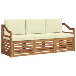 vidaXL Seturi de canapele 3 buc. Natural și Crem Lemn Solid de Acacia