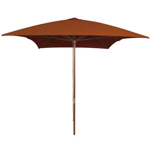 vidaXL Umbrelă de soare cu st&acirc;lp din lemn, cărămiziu, 200x300 cm
