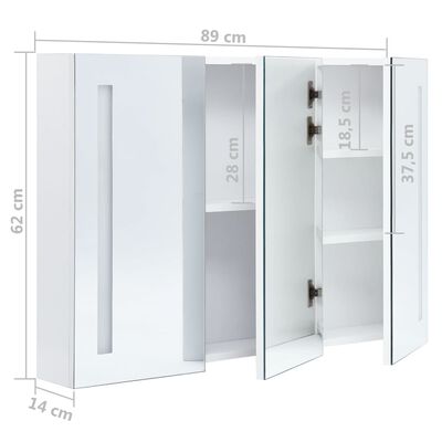 vidaXL Dulap de baie cu oglindă și LED, 89 x 14 x 62 cm