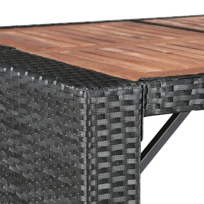 vidaXL Set mobilier de exterior 9 piese, negru, poliratan, lemn acacia