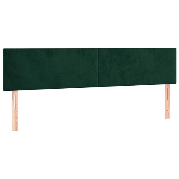 vidaXL Tăblie de pat cu LED, verde &icirc;nchis, 180x5x78/88 cm, catifea