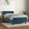 vidaXL Pat box spring cu saltea, albastru &icirc;nchis, 90x190 cm, catifea