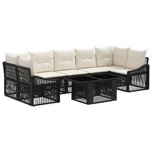 vidaXL Set de canapele pentru grădină 8 buc. Negru și Alb crem