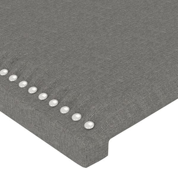 vidaXL Tăblie de pat gri &icirc;nchis 144x5x118/128 cm, material textil