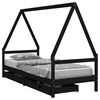 vidaXL Cadru de pat copii cu sertare, negru, 90x190 cm, lemn masiv pin