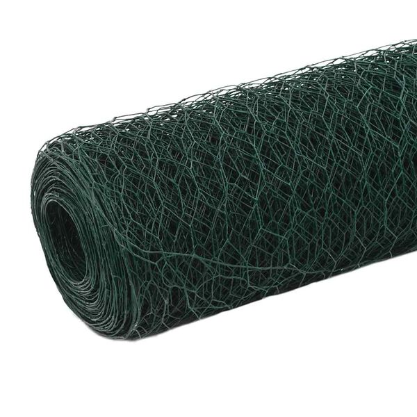vidaXL Plasă de s&acirc;rmă găini, verde, 25 x 1,2 m, oțel cu &icirc;nveliș PVC