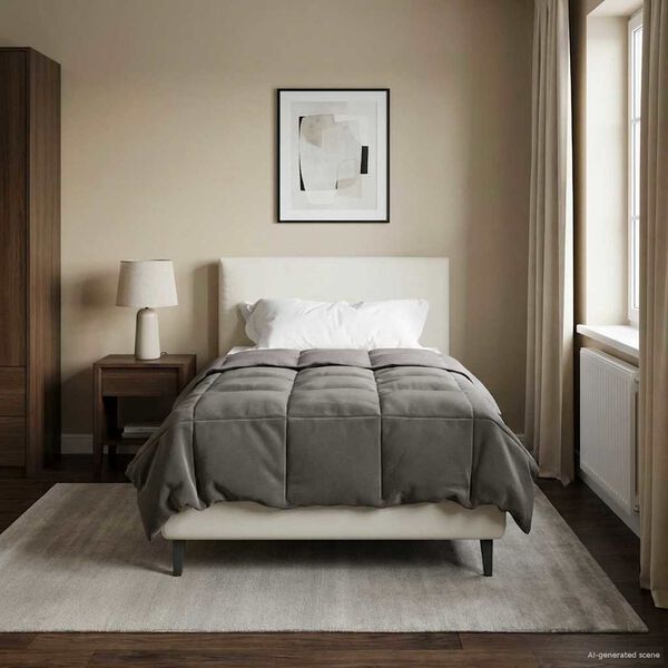 vidaXL Pilotă de vară Patos Gri deschis 135 x 200 cm Microfibră