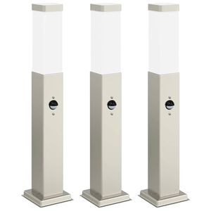 vidaXL St&acirc;lpi iluminatori cu senzor, 3 buc., 50 cm, oțel inoxidabil, IP44