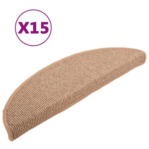 vidaXL Covorașe pentru scări, 15 buc., 56x17x3 cm, maro deschis, semirotunde