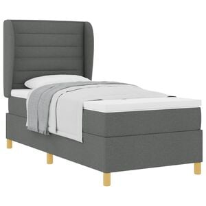 vidaXL Pat cu arcuri cu saltea Gri &icirc;nchis 200 x 80 cm țesătură